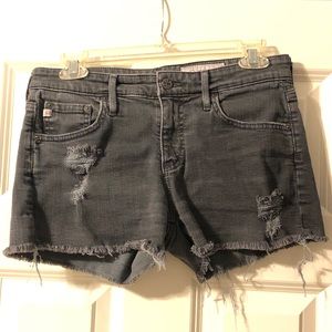 AG-ED Denim distressed light black jean short